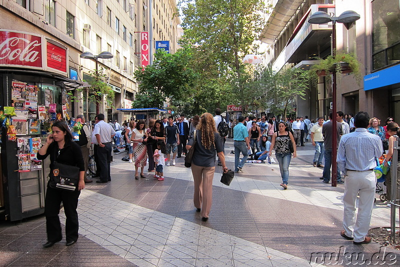 Fußgängerzone Paseo Huerfanos in Santiago de Chile