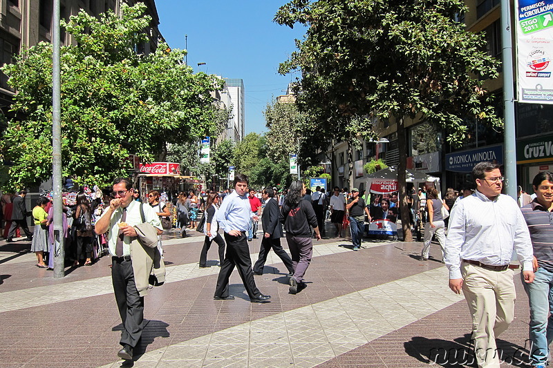 Fußgängerzone Paseo Huerfanos in Santiago de Chile