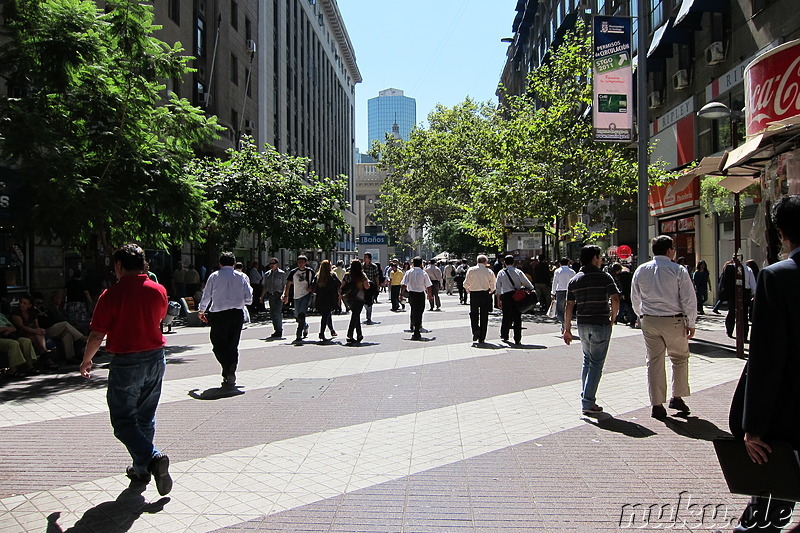 Fußgängerzone Paseo Huerfanos in Santiago de Chile