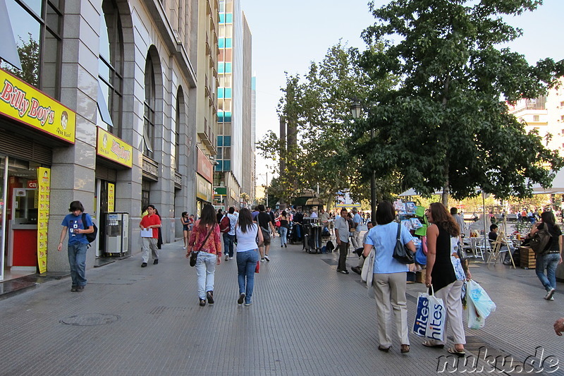 Fußgängerzone Paseo Huerfanos in Santiago de Chile