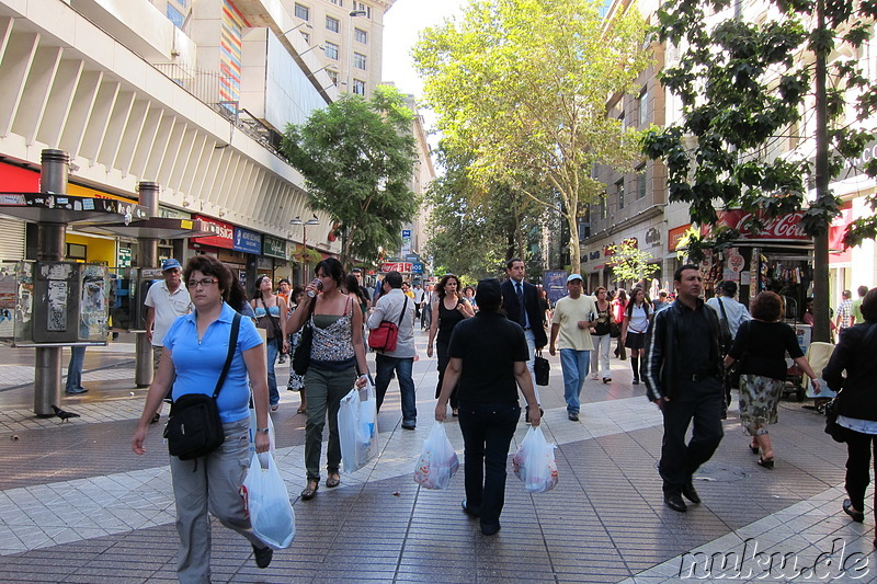 Fußgängerzone Paseo Huerfanos in Santiago de Chile