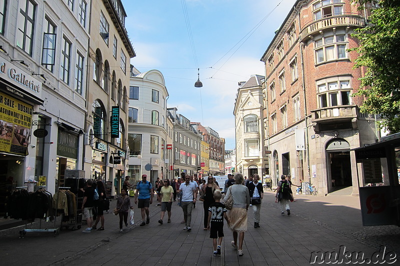 Fußgängerzone und Einkaufsviertel in Kopenhagen, Dänemark