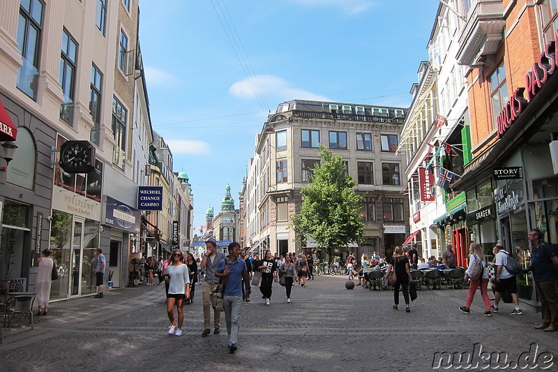 Fußgängerzone und Einkaufsviertel in Kopenhagen, Dänemark