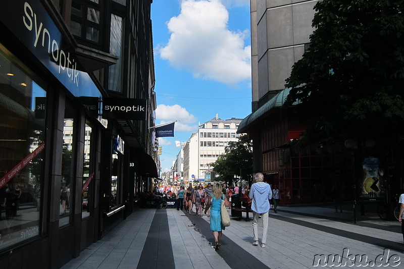 Fußgängerzone und Einkaufsviertel in Stockholm, Schweden