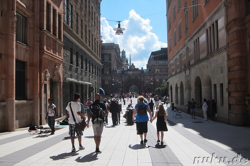 Fußgängerzone und Einkaufsviertel in Stockholm, Schweden