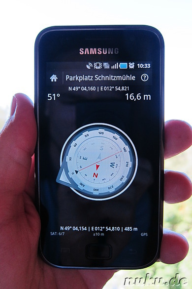 Geocaching App auf dem Samsung Galaxy S I9000