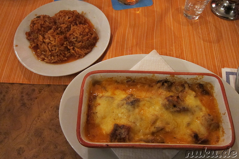 Gyros in Metaxasoße bei einem griechischen Restaurant in Leipzig, Dresden