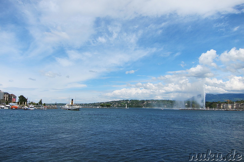 Jet d’eau - Springbrunnen im Hafen von Genf, Schweiz