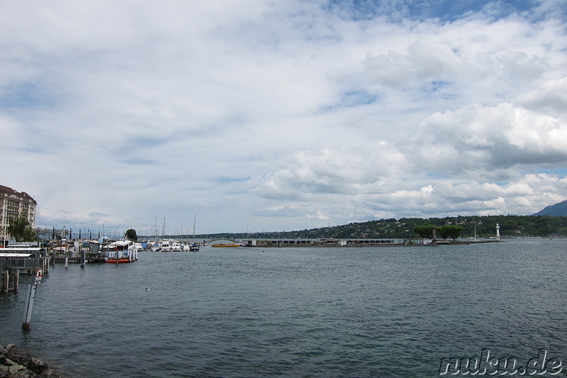 Jetee des Paquis am Genfersee in Genf, Schweiz