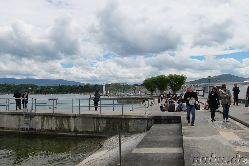 Jetee des Paquis am Genfersee in Genf, Schweiz