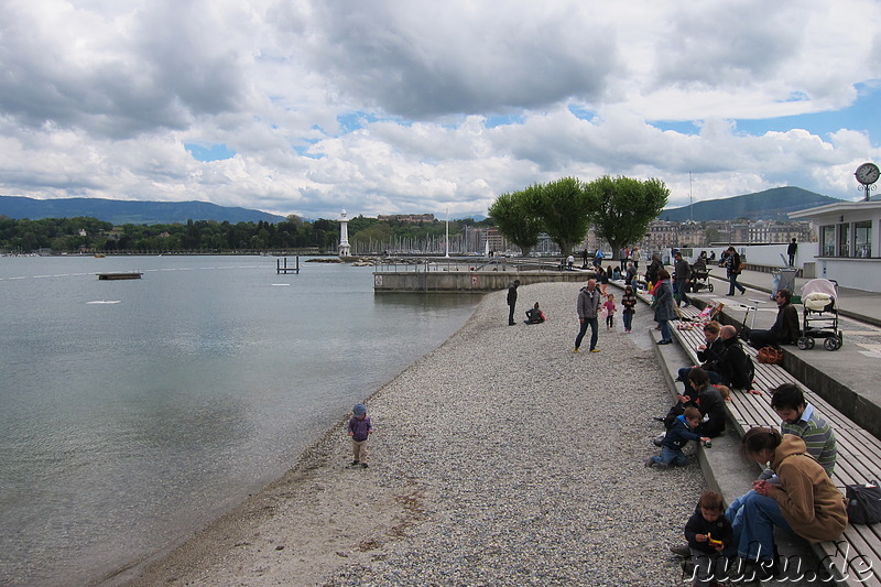 Jetee des Paquis am Genfersee in Genf, Schweiz