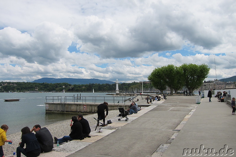 Jetee des Paquis am Genfersee in Genf, Schweiz