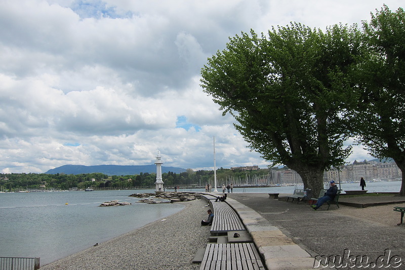 Jetee des Paquis am Genfersee in Genf, Schweiz