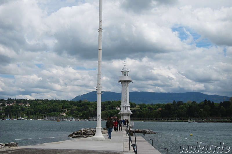 Jetee des Paquis am Genfersee in Genf, Schweiz