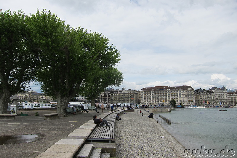 Jetee des Paquis am Genfersee in Genf, Schweiz