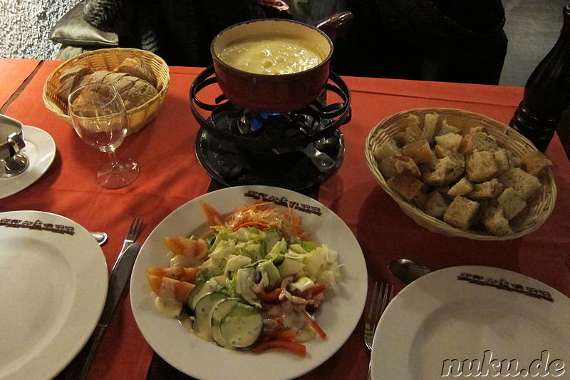 Käsefondu im Restaurant Edelweiss in Genf, Schweiz