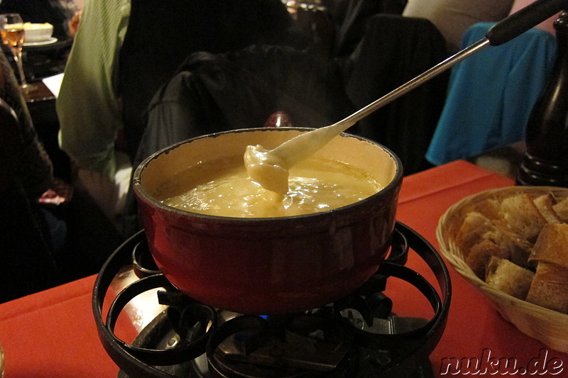 Käsefondu im Restaurant Edelweiss in Genf, Schweiz