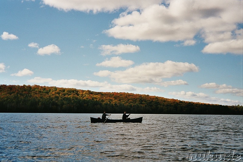 Kanutour auf einem See im Algonquin Provincial Park in Ontario, Kanada