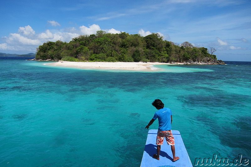 Kleine unbewohnte Insel mit Sandstrand, Palawan, Philippinen