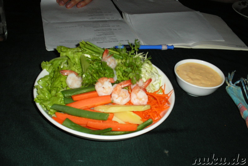 Laotisches Essen: Shrimpssalat