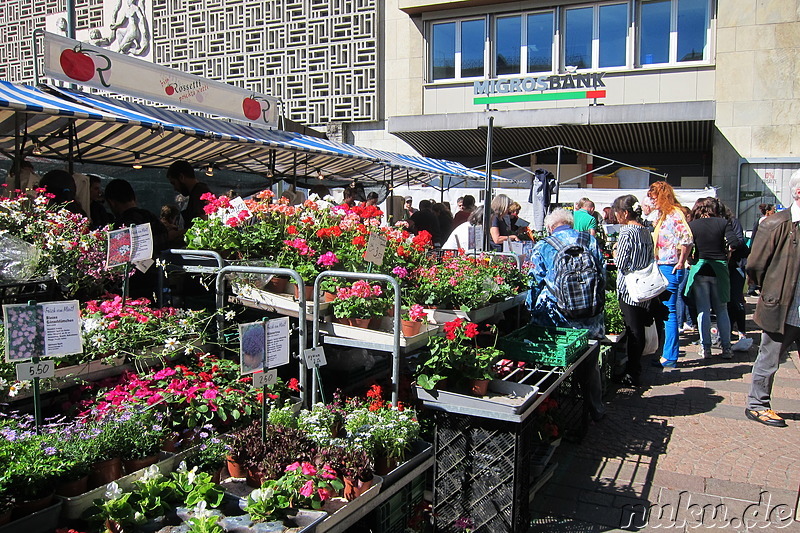 Markt am Bahnhof Oerlikon in Zürich, Schweiz