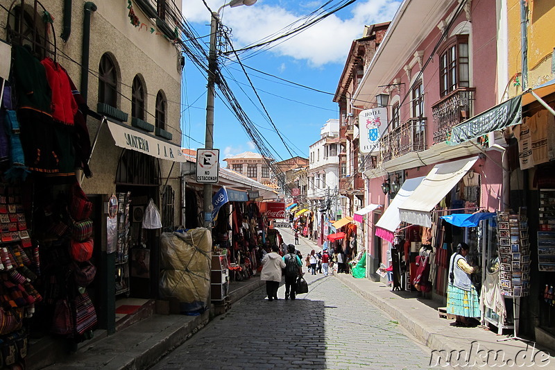 Markt in der Calle Sagarnaga, La Paz, Bolivien