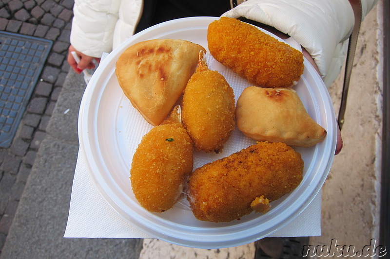 Panzerotto und andere italienische Snacks in Verona, Italien