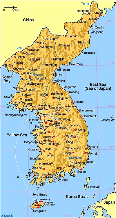 Reiserouten durch Korea und besuchte Orte