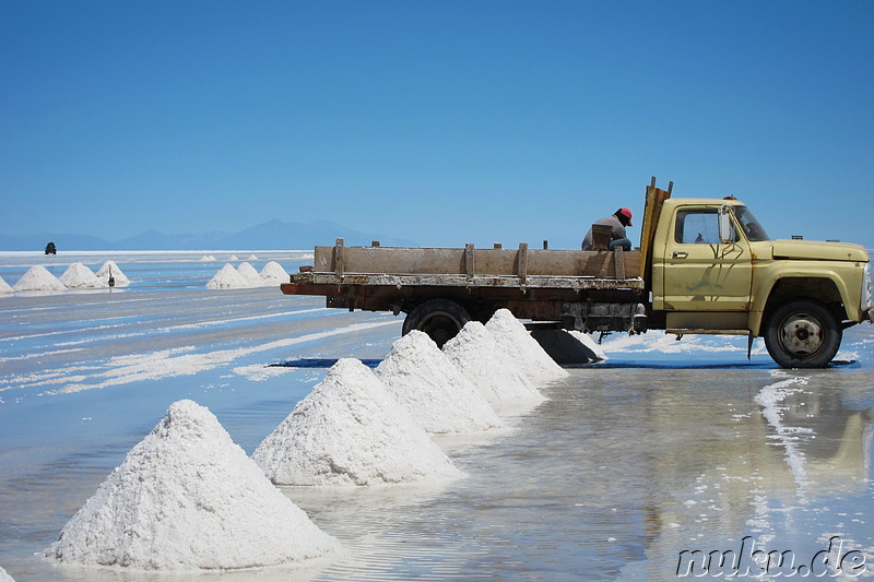 Salzabbau in Uyuni, Bolivien