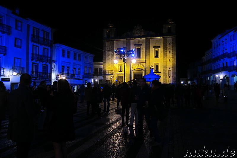 Silvesternacht 2015/16 am Praca do Giraldo in Evora, Portugal