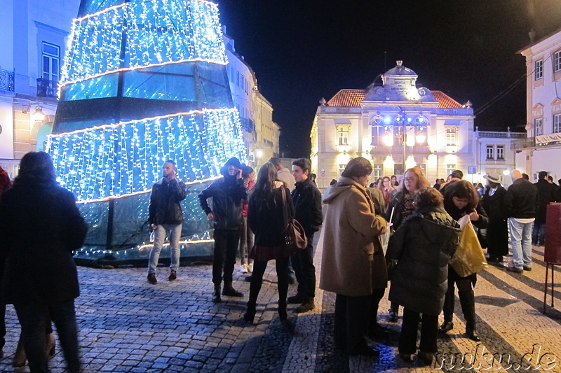 Silvesternacht 2015/16 am Praca do Giraldo in Evora, Portugal