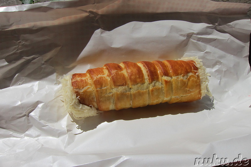 Snack aus der Markthalle Les Halles in Avignon, Frankreich