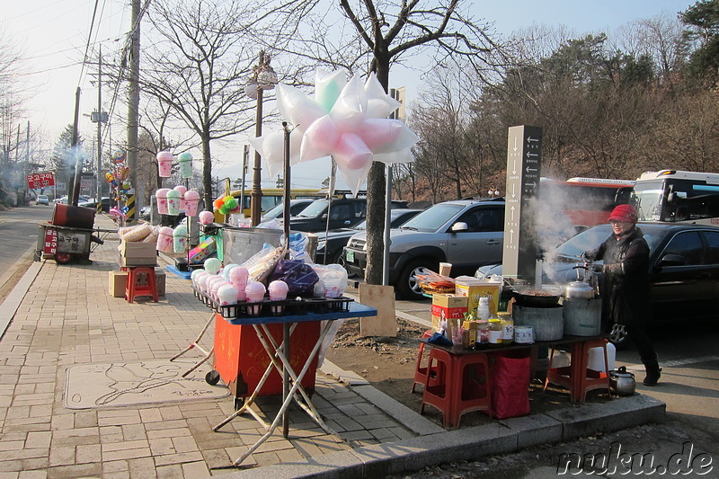 Snackverkäufer am Dasan Historic Site in Namyangju, Korea