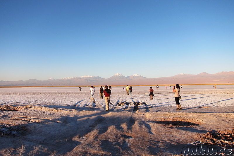 Sonnenuntergang an der Laguna Tebinquiche, Atacamawüste, Chile