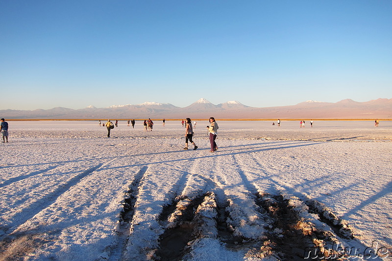 Sonnenuntergang an der Laguna Tebinquiche, Atacamawüste, Chile