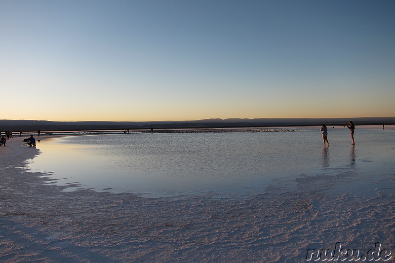 Sonnenuntergang an der Laguna Tebinquiche, Atacamawüste, Chile