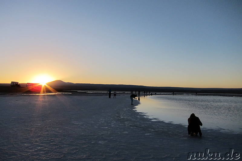 Sonnenuntergang an der Laguna Tebinquiche, Atacamawüste, Chile