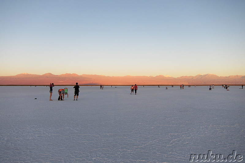 Sonnenuntergang an der Laguna Tebinquiche, Atacamawüste, Chile