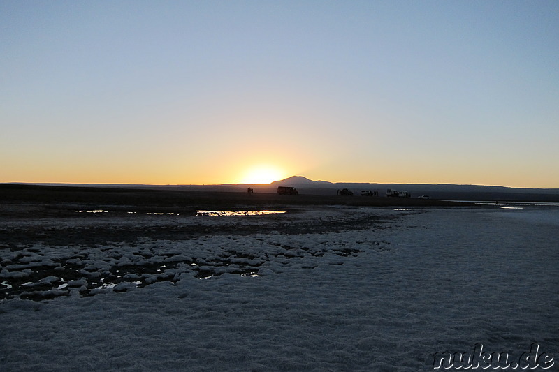 Sonnenuntergang an der Laguna Tebinquiche, Atacamawüste, Chile