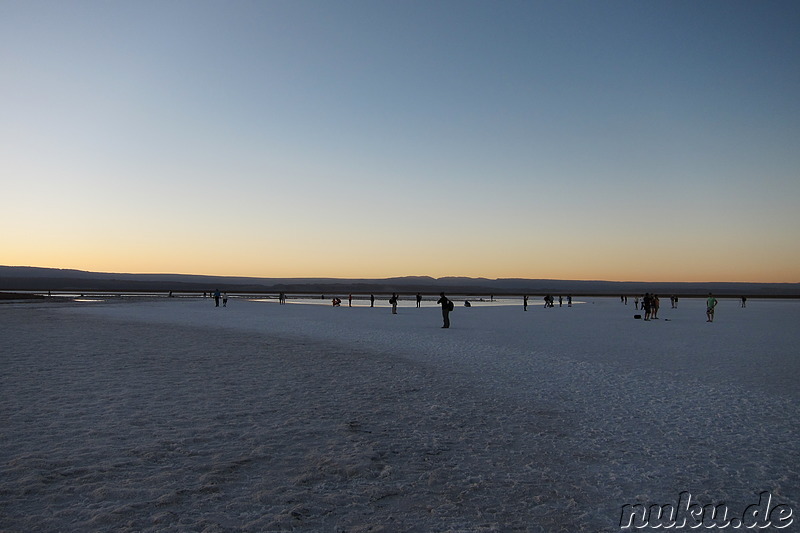 Sonnenuntergang an der Laguna Tebinquiche, Atacamawüste, Chile