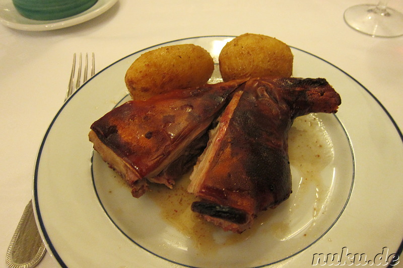 Spanferkel im Restaurante Sobrino de Botin in Madrid, Spanien