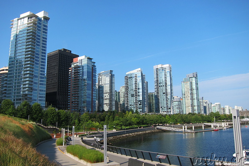 Spaziergang an der Waterfront von Vancouver, Kanada
