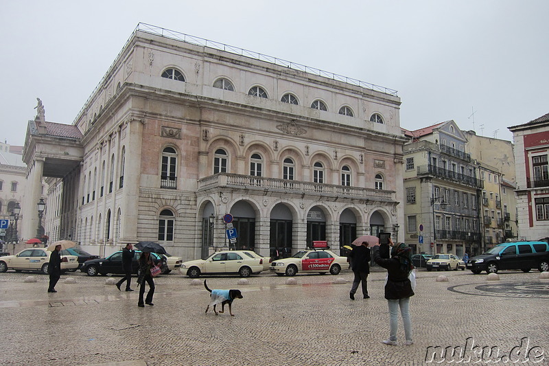 Spaziergang durch den Stadtteil Baixa von Lissabon, Portugal