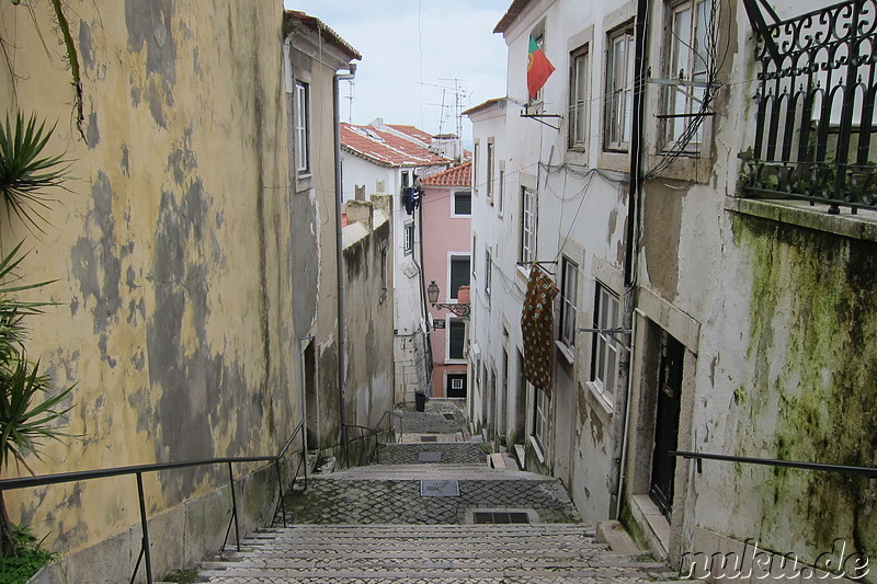 Spaziergang im Stadtteil Alfama, Lissabon, Portugal