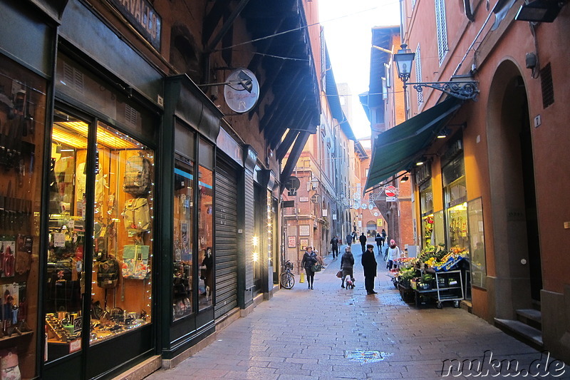 Spezialitätenviertel Quadrilatero in Bologna, Italien