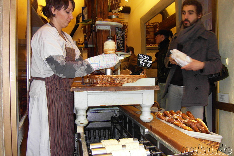 Stockbrot in Prag, Tschechien