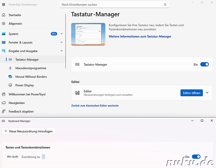 Tastatur-Manager von PowerToys