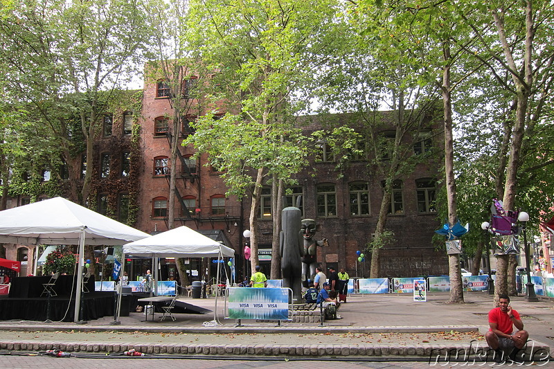 Veranstaltung am Occidental Square in Seattle, U.S.A.