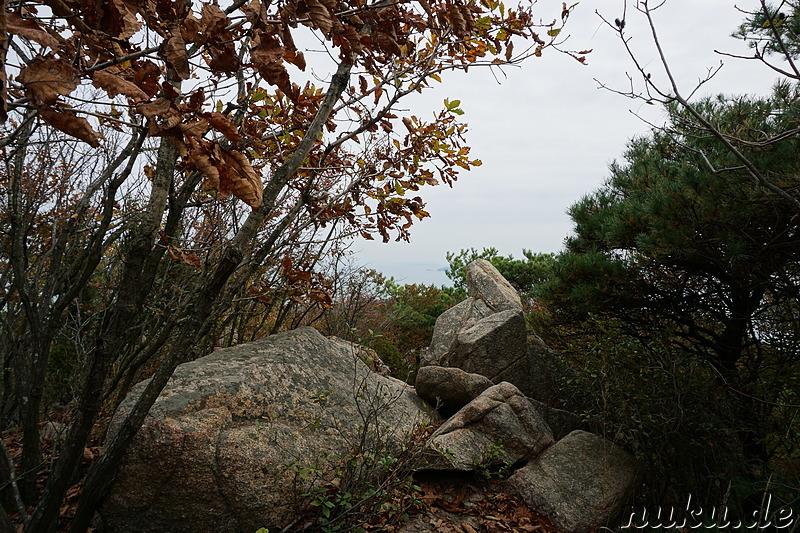 Wanderung über den Horyonggoksan Berg (호룡곡산) von Gwangmyeong nach Hanagae auf der Insel Muuido, Korea