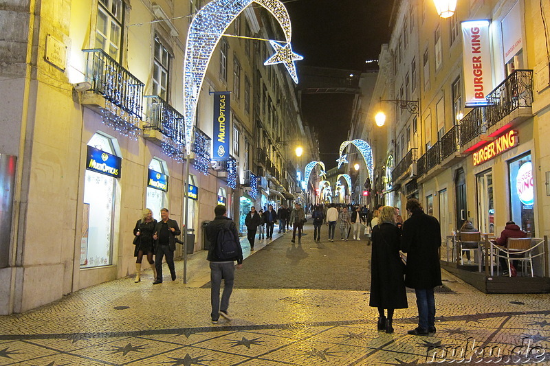 Weihnachtsbeleuchtung in Lissabon, Portugal